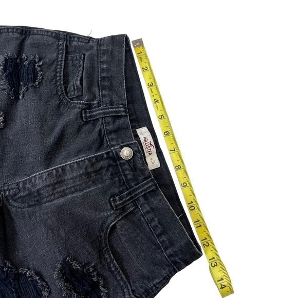 HOLLISTER Black Cutoff Shorts 1 25 Super Distressed Jean - Picture 5 of 9
